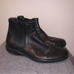 Prada Black Leather Chelsea Ankle Boots 38